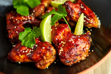 Spicy Homemade Buffalo Wings with Dip and Beer