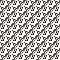 Vector seamless rounded lines texture. Modern geometric circular shape background. Monochrome repeating pattern.