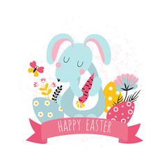 Happy easter background with rabbit