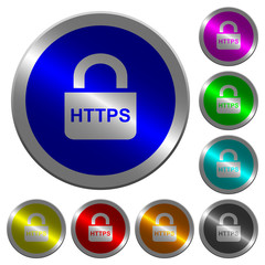 Secure https protocol luminous coin-like round color buttons
