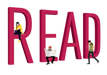 Big text READ and reading people