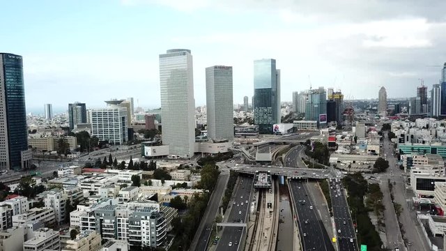 Aerial view of Tel Aviv's center and Ayalon Highway