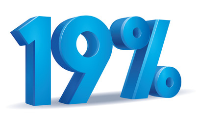illustration Vector of 19 percent blue color in white background