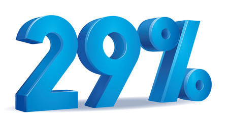 illustration Vector of 29 percent blue color in white background