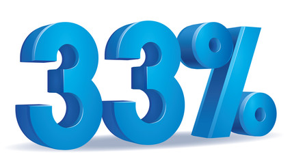 illustration Vector of 33 percent blue color in white background