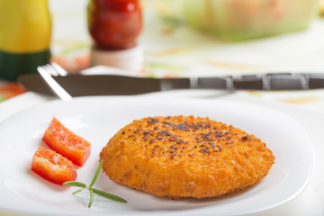 Close up of chicken cordon Bleu on plate