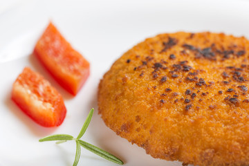 Close up of chicken cordon Bleu on plate