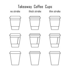 Takeaway coffee cups with different designs