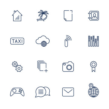 Simple UI icons for app, sites, programs. Different UI icons. Simple pictograms on white background