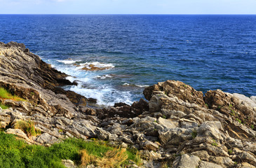 Genoa, Liguria Shore / Italy: Nervi shore district of Genoa - Passeggiata Anita Garibaldi panoramic...