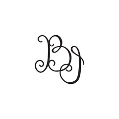 Handwritten monogram BI icon