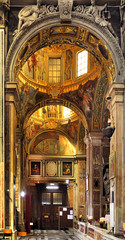 Naklejka premium Genoa, Liguria / Italy - 2012/07/06: Interior of the church of Gesu / Jesus