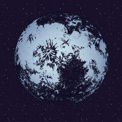 Moon against dark night sky full of stars on background © Good Studio