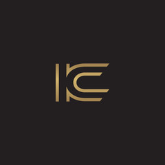 Obraz premium initial letter logo line unique modern, gold color