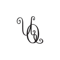 Obraz premium Handwritten monogram UQ icon
