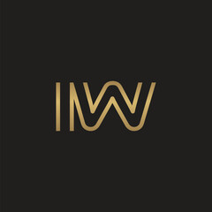 initial letter logo line unique modern, gold color
