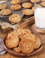 Plate of peanut butter cookies and a glass of milk