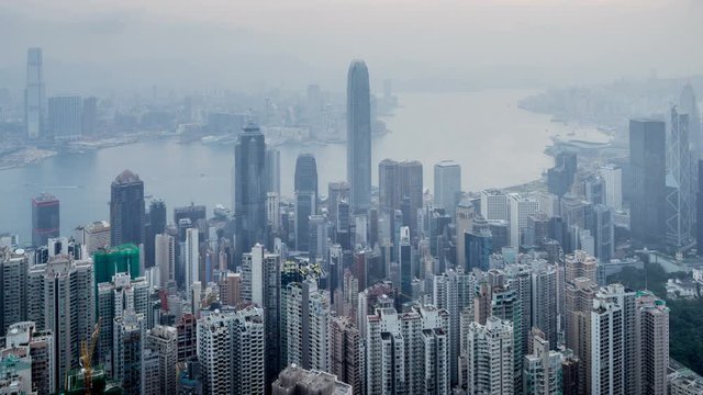 timelapse, sunrise from Victoria peak,  Hong kong