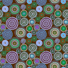 Australian design with dots - circles, waves. Seamless pattern
