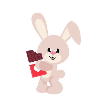 cartoon cute bunny with lovely chocolate