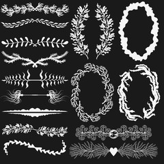 Set of vector black and white decorations.