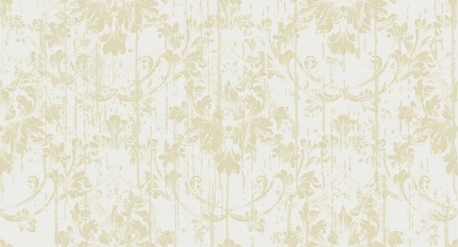 Baroque ornament Vector. Royal victorian grunge background. Trendy gold color fabric textures