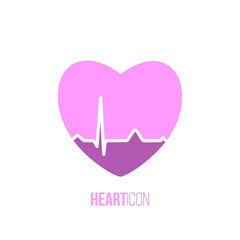 Heart rate in pink heart shape. Vector isolated heart icon.