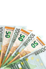 50 and 100 euros are isolated on a white background