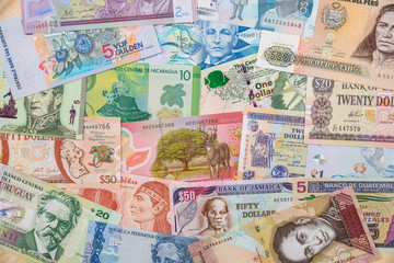 Money various countries of America.