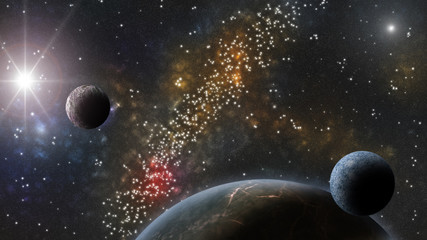 Nebulas, stars and planets. Sci-Fi and astro backround © mrced1