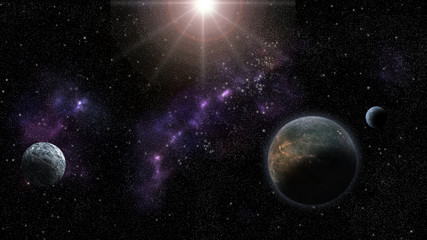 Fototapeta na wymiar Nebulas, stars and planets. Sci-Fi and astro backround