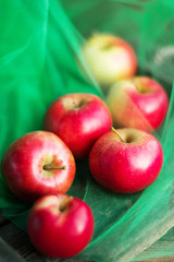 group of fresh red apples on wooden background natural concept for fresh natural food and vitamins