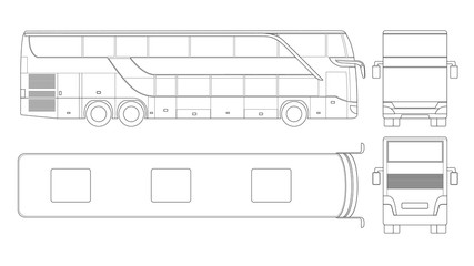 Double-deck multi-axle luxury touring coach. Commercial vehicle. Intercity bus vector illustration. © Golden Sikorka