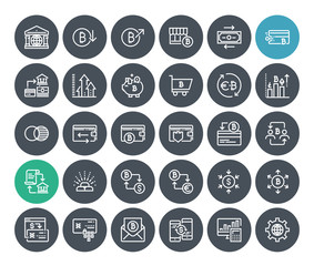 Thin line cryptocurrency icons set. Premium quality outline symbol collection of blockchain technology, bitcoin, altcoins, mining, finance, digital money market, cryptocoin wallet, stock exchange.