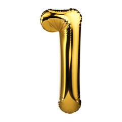Obraz premium 3d rendered golden foil balloon number 1 isolated on white background.