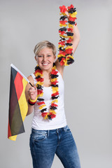 Young german woman supporting her team