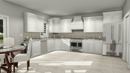 3D Illustration of Two Story Brick Home