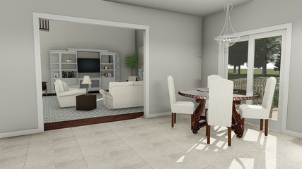 3D Illustration of Two Story Brick Home