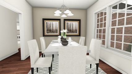 3D Illustration of Two Story Brick Home