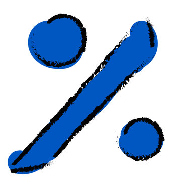 Blue watercolor percentage sign