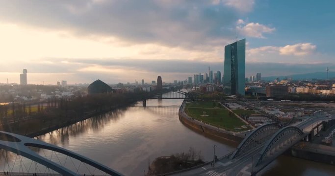 Frankfurt Eastside Aerial Drone Shot 