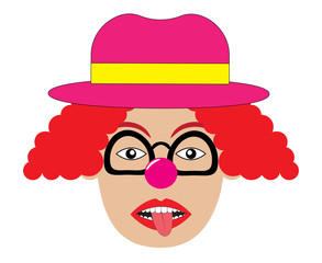 Clown showing tongue. Vector illustration
