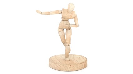 Wooden Dummy dance, Show, Present. 3D rendering