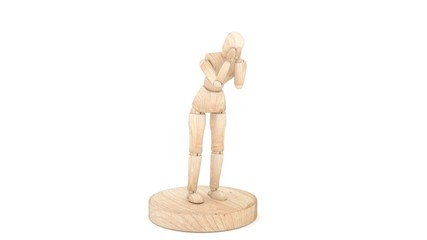 Sad Wooden Dummy. 3D rendering
