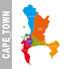 Fototapeta premium Colorful cape town suburb vector map