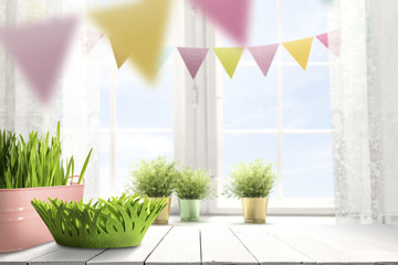 easter table background and free space for your decoration. 