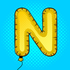 Air balloon in shape of letter N pop art vector