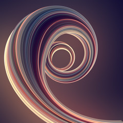 Red and blue colored twisted shape. 3D render illustration
