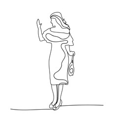 vector, isolated sketch of a girl dancing
