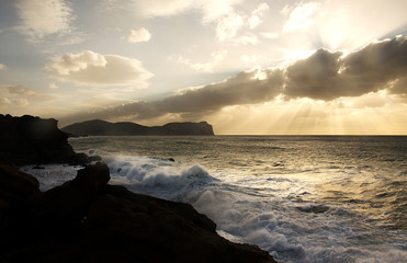 Obraz premium sunset on the beach in sardinia italy